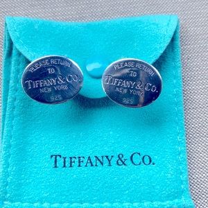 Tiffany & Co. Sterling Silver RETURN TO Oval Cufflinks.